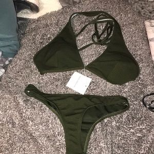 Zaful bikini green cross back
